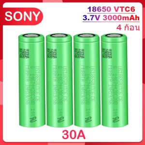 ถ่านชาร์จ แบตเตอรี่SONY VTC6 18650 3.7V 30A 3000mAh อเนกประสงค์ หัวแบน แบตเตอรี่ลิเธียม 4 ก้อน lithium Li-ion Battery