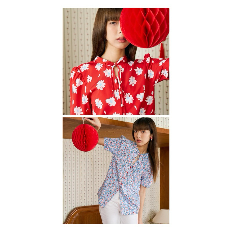 ( พร้อมส่งสีแดง S – XL  / สีฟ้า S , M ) HERSPECTIVE LILLY TOP