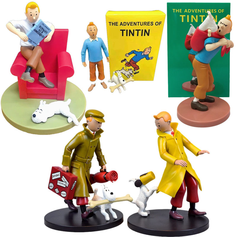 5 รูปแบบการ์ตูนอะนิเมะการผจญภัยของ Tintin ตัวเลขการกระทําน่ารักการ์ตูน Tintin Milou Dupont Pvc ของขวัญสําหรับของเล่นเด็ก