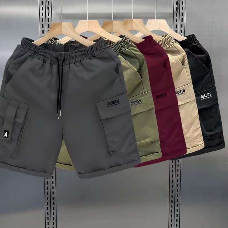 EERSHENSHI ฤดูร้อนใหม่กางเกง Baggy Straight Pants Casual Five-Point Workwear