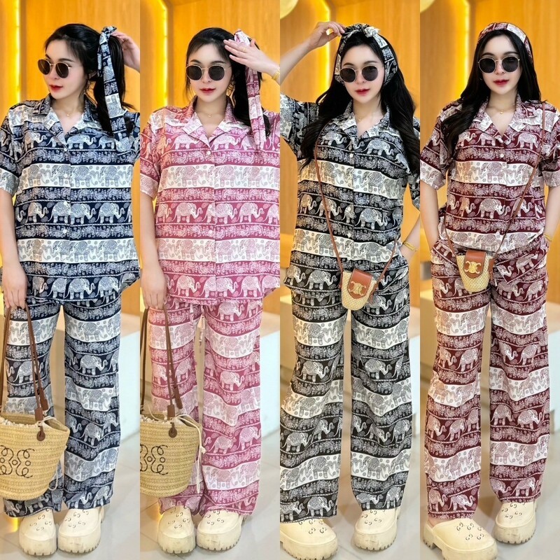 TT20914 Set 3 ชิ้น เสื้อน้องช้าง  กางเกง แถบสายโบว์