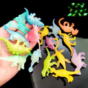 [Thsgrt1] ไดโนเสาร์ขนาดเล็กของเล่นของเล่นไดโนเสาร์เรืองแสงในตัวเลขสีเข้มไดโนเสาร์ปาร์ตี้ของเล่น [sam]