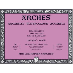 บล็อคกระดาษอาร์เช่ 300g ผิวเรียบ Arches Watercolor paper Block 300 gsm Hotpress various sizes