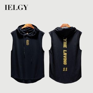 IELGY เสื้อกั๊กกีฬาผู้ชายฤดูร้อน คลุมด้วยผ้า หลวมบาสเกตบอลการฝึกอบรมเสื้อผ้าลําลองแขนกุด 6