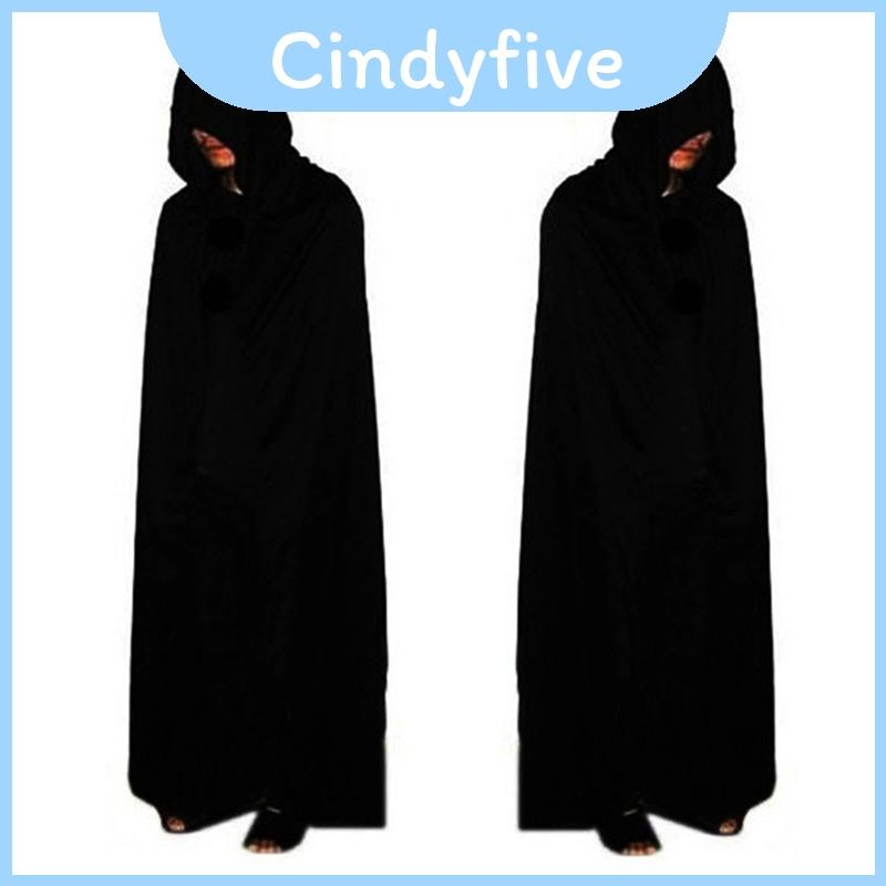 คอสเพลย์ Grim Reaper Wizard Robe Party สำหรับผู้ใหญ่และเด็ก พร้อม Cape สีดำ น้ำหนักเบา