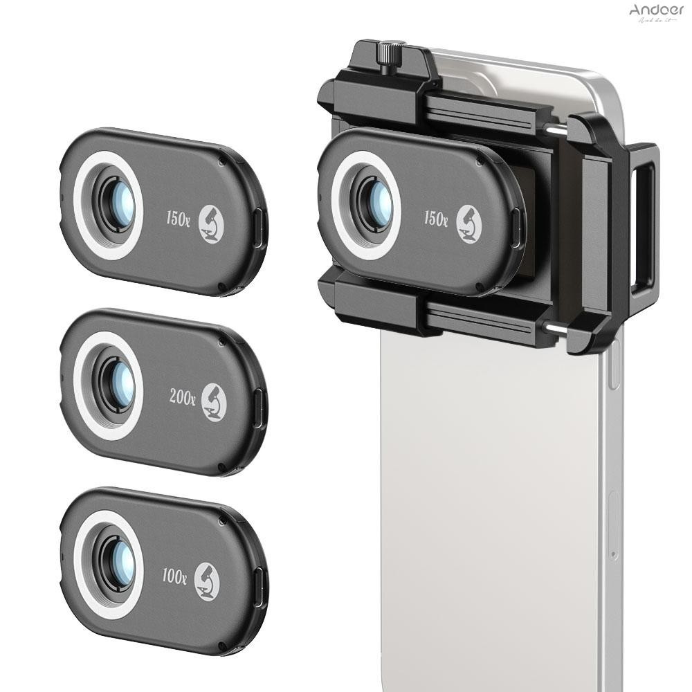 Apexel APL-MS3IN1 100X/150X/200X โทรศัพท์มือถือกล้องจุลทรรศน์เลนส์ชุดไฟ LED/UV ในตัว CPL กรองแบตเตอรี่กล้องจุลทรรศน์สิ่งที่แนบมาโทรศัพท์เลนส์ Micro พร้อม Universal คลิปโทรศัพท์ R