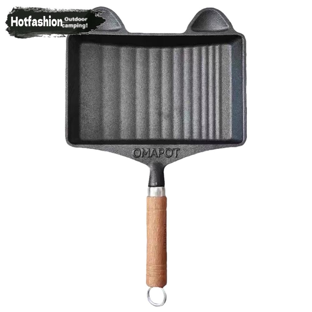 กระทะทอดไข่เหล็กหล่อ กระทะเชฟ Skillet ปรุงรสล่วงหน้าสําหรับการใช้งานในร่มและกลางแจ้ง