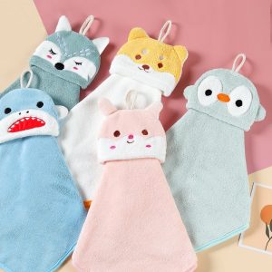 (พร้อมส่งจากไทย) ผ้าเช็ดมือการ์ตูน ผ้าเช็ดมือ  เนื้อดี สัมผัสนุ่ม ซับน้ำ พร้อมที่แขวน