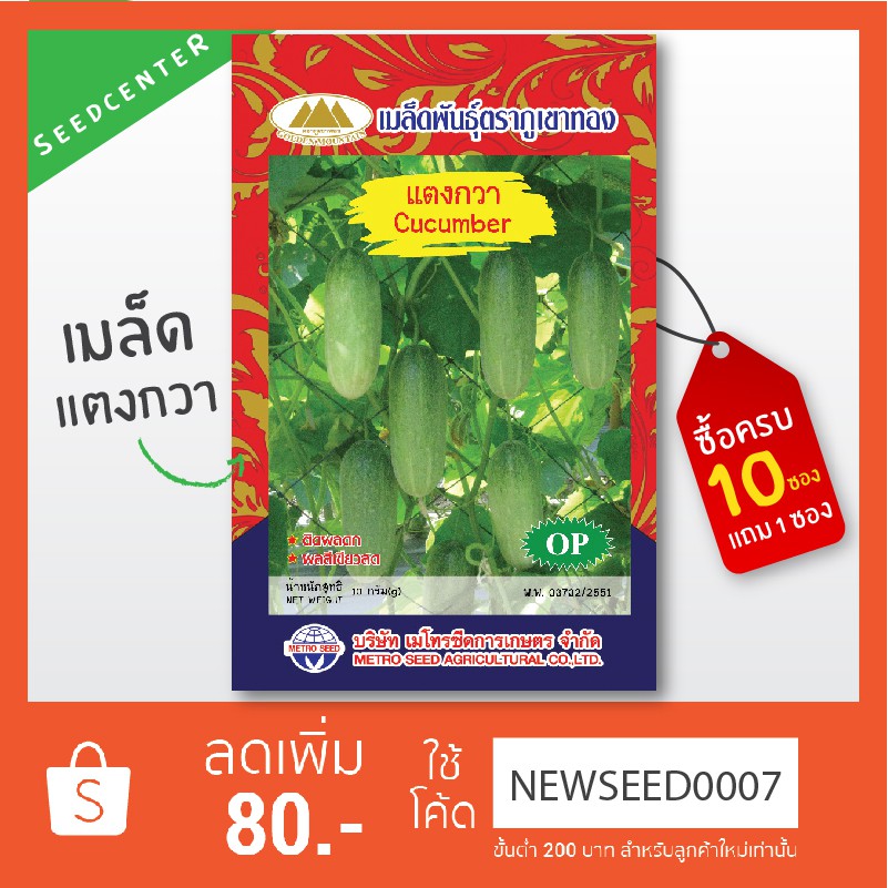 เมล็ดแตงกวา ขนาด 50 เมล็ด ภูเขาทอง