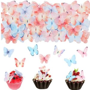 42 ชิ้นกินได้ผีเสื้อ Cupcake Toppers – 7 ผสมสีเวเฟอร์กระดาษ Butterflaies สําหรับงานแต่งงาน,วันเกิดและงานปาร์ตี้ตกแต่งเค้ก