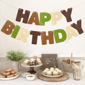 1เซ็ต ปราชญ์ สีเขียวสีน้ําตาลกาแฟสุขสันต์วันเกิดรู้สึกแบนเนอร์ผ้าแบนเนอร์สําหรับธีมโบโฮอุปกรณ์ตกแต่งงานเลี้ยงวันเกิด