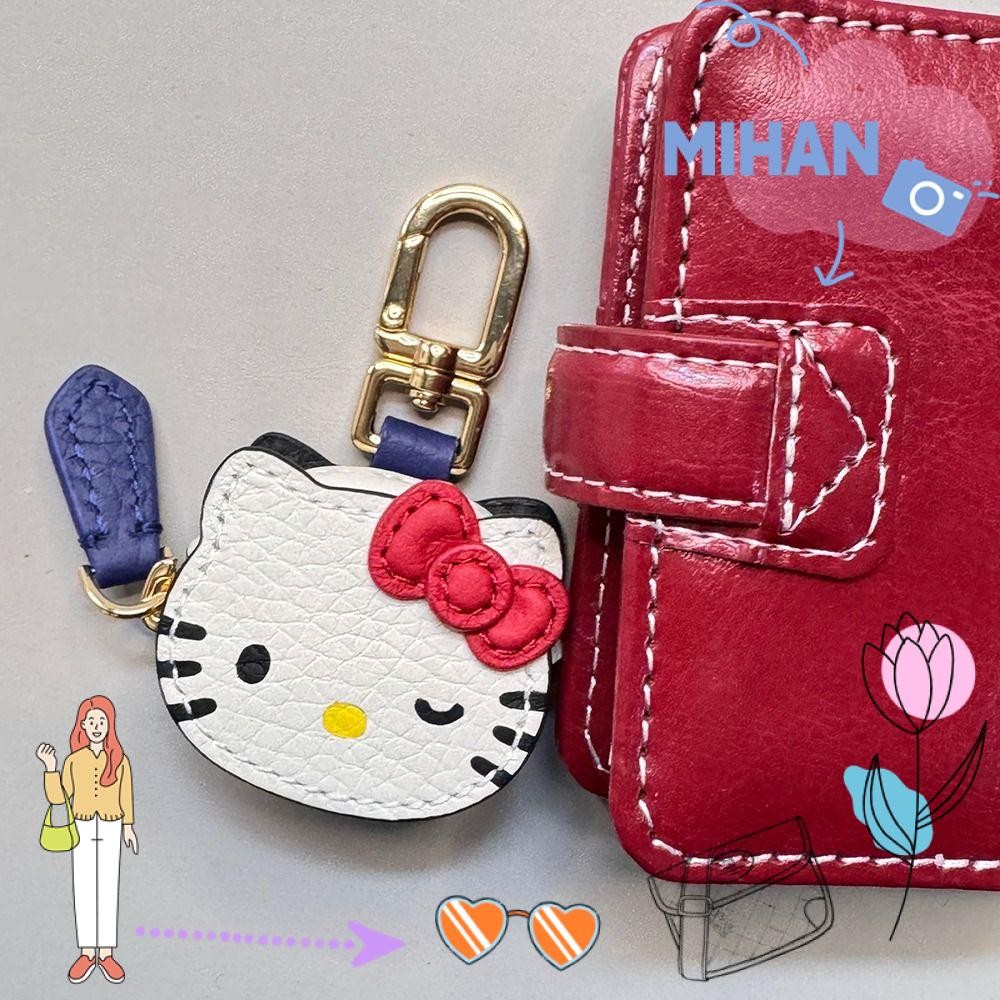 MIHAN เดือน พวงกุญแจ พร้อมจี้ห้อยกระเป๋าการ์ตูนซิป ของขวัญหนังน่ารัก พวงกุญแจคิตตี้ อุปกรณ์เสริมกุญแจ