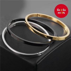 กําไลคู่รักสไตล์มินิมอลสแตนเลสสตีลสีทอง เงิน และดําfade-resistantแบบใหม่
