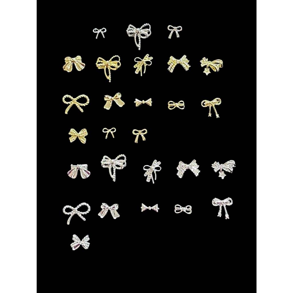 [ถุงละ 10 ชิ้น][ร้านไทย] โบว์เงิน โบว์ทอง โบว์สำหรับตกแต่งเล็บ งานสวย เหมาะกับงานเล็บสุด ๆ