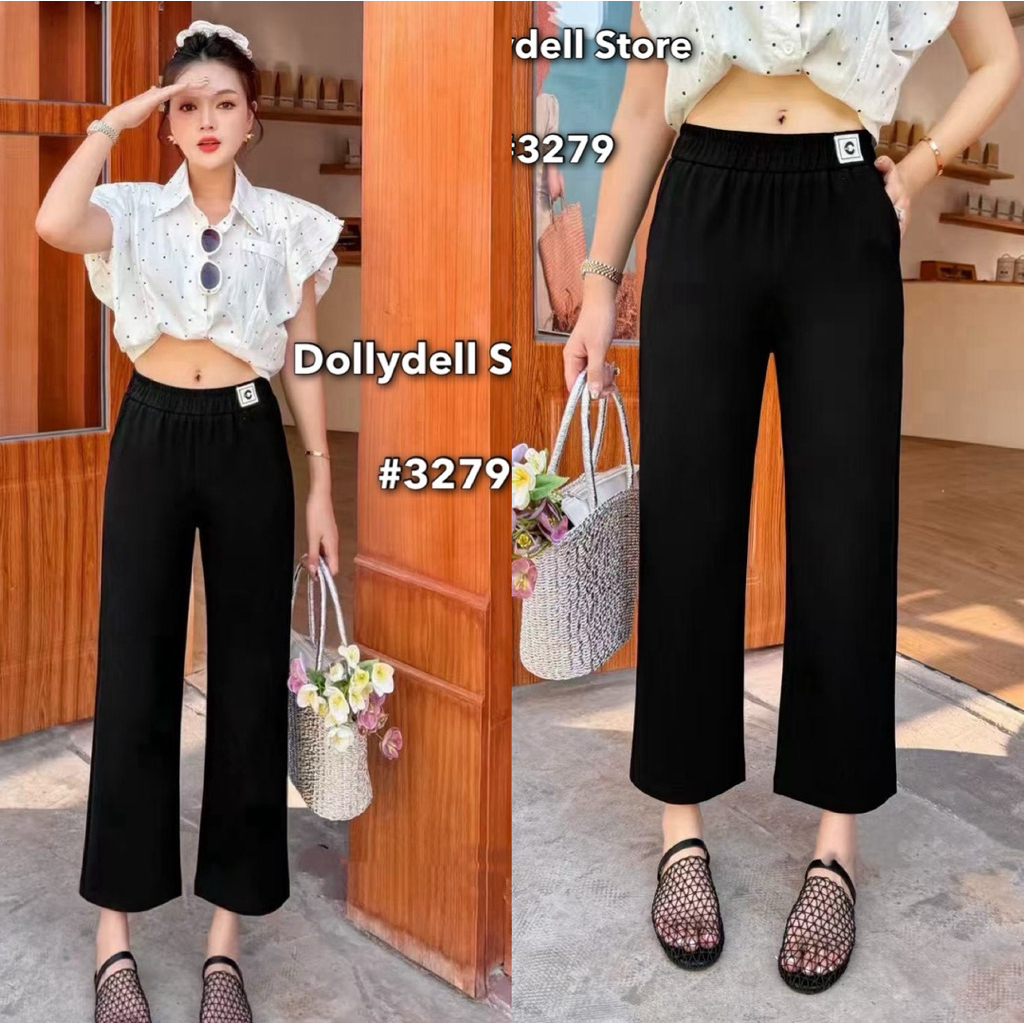3279  กางเกงทรงขาตรง สีดำ ผ้านิ่มทรงสวยๆ