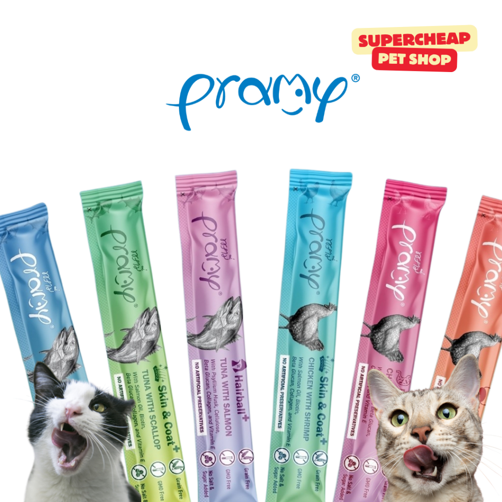 [เเพ็ค 4 ซ]Pramy สมูทตี้ ขนมแมวเลียพรามี่ เพื่อสุขภาพน้องแมว Human Grade แพ็ค 14g