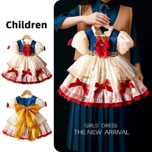 โลลิต้า สาวกระโปรงสัตว์เลี้ยงฤดูร้อนสาวทารกหนึ่งปีชุดเด็กแฟชั่นหิมะสีขาวกระโปรงวันเกิดชุดเจ้าหญิง