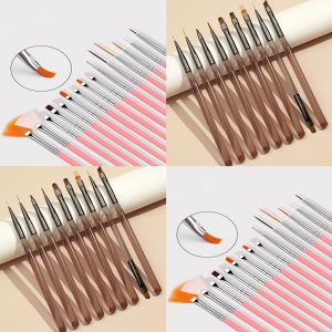 ชุดแปรงเพ้นท์เล็บ พู่กันเพ้นท์ เขียนลาย แปรงรูปพัดสำหรับเพ้นท์ดอกไม้ ไม้ดอท ครบชุด