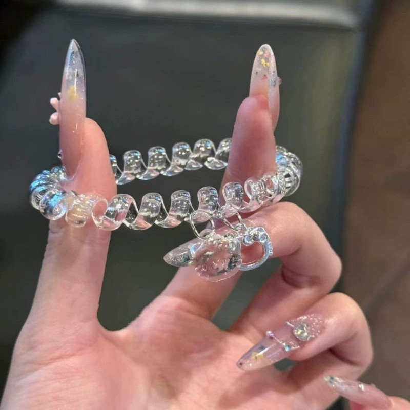 ความงาม ยางรัดผมแมวการ์ตูนโปร่งใสอะคริลิคสําหรับเด็กผู้หญิง