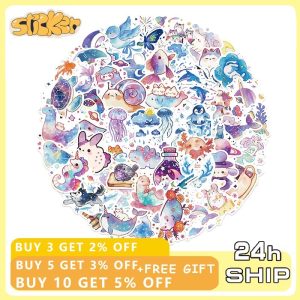 53 ชิ้น Starry Sky สีน้ําสัตว์สติกเกอร์น่ารัก Graffiti Decals สําหรับเด็กสติกเกอร์ตกแต่งการ์ตูน