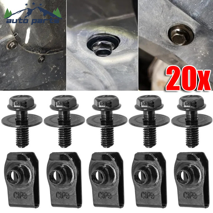 [AM3C] คลิป U กันสนิมสําหรับรถยนต์รถจักรยานยนต์รถบรรทุก, คลิปสกรูแตะอัตโนมัติรูปตัว U เหล็ก M4/M5 ตัวยึด, ปะเก็นสกรูสําหรับงานหนัก 25.5 มม. (10/20 ชิ้น)