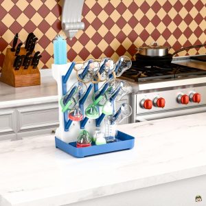 ชั้นวางขวดนมอบแห้งที่วางขวดนมเด็กกันลื่นถ้วยราวตากผ้าสําหรับเคาน์เตอร์ครัว