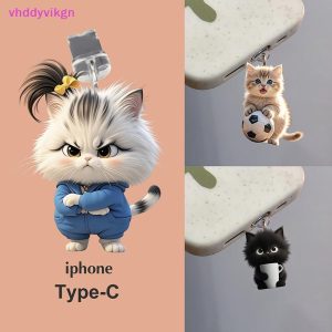 VHDD สัตว์น่ารักโทรศัพท์ปลั๊กฝุ่นอุปกรณ์เสริมอะคริลิคตกแต่งฝุ่นป้องกัน Stopper สําหรับ Iphone Type-C ชาร์จโทรศัพท์พอร์ต TH