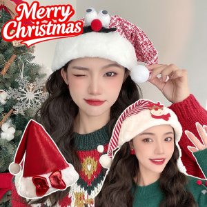 หมวกคริสต์มาสถัก สายรุ้ง เขากวาง น่ารัก นุ่มสบาย ตกแต่งวันหยุด สำหรับผู้ใหญ่ คริสต์มาส ปีใหม่