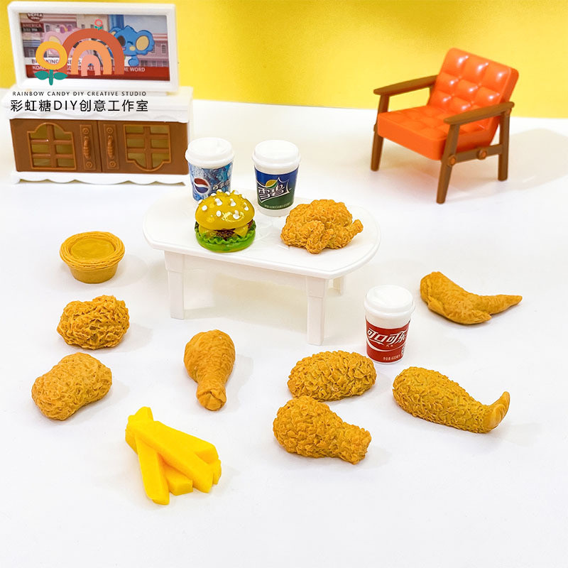 1PCS ใหม่ French Fries ไก่ทอดแฮมเบอร์เกอร์พิซซ่า Family Bucket อุปกรณ์เสริม DIY s Charm Viral DIY รองเท้าแตะอุปกรณ์เสริมปุ่ม Pin