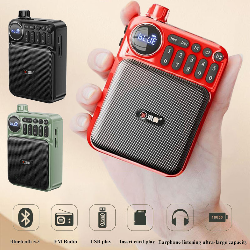 วิทยุ FM แบบพกพาหน้าจอ LED วิทยุดิจิตอลตัวรับสัญญาณลําโพงบลูทูธแบบชาร์จไฟได้บันทึกรองรับ TF USB 3.5 มม.ชุดหูฟัง