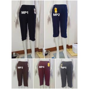 กางเกงขายาว 6 ส่วน ไซส์ใหญ่ เอวยืด 28 – 44 นิ้ว ผ้าเกาหลีเนื้อหนา ยืดได้ มีกระเป๋า 2 ข้าง กางเกงแม่บ้าน อวบอ้วนใส่ได้