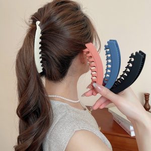 คุณ แฟชั่นอารมณ์ที่สง่างามฝ้ากล้วยคลิปกิ๊บติดผมสําหรับผู้หญิงสไตล์เกาหลีคลิปฉลามขนาดใหญ่แฟชั่นสาวหลังศีรษะหนีบอุปกรณ์ผม