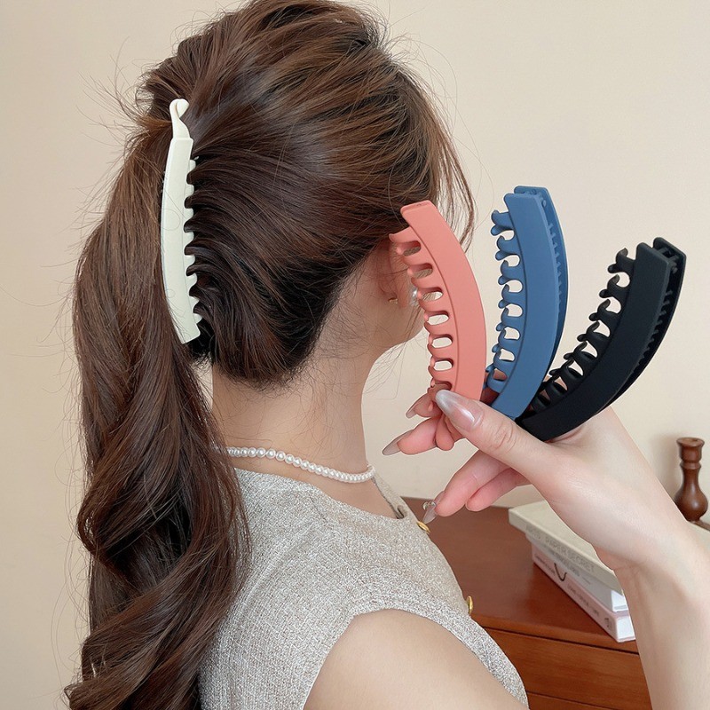 คุณ แฟชั่นอารมณ์ที่สง่างามฝ้ากล้วยคลิปกิ๊บติดผมสําหรับผู้หญิงสไตล์เกาหลีคลิปฉลามขนาดใหญ่แฟชั่นสาวหลังศีรษะหนีบอุปกรณ์ผม