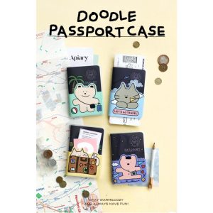 [ICONIC] Doodle Passport Case Passport Holder Passport Cover เครื่องเขียนเกาหลีน่ารัก Made in Korea