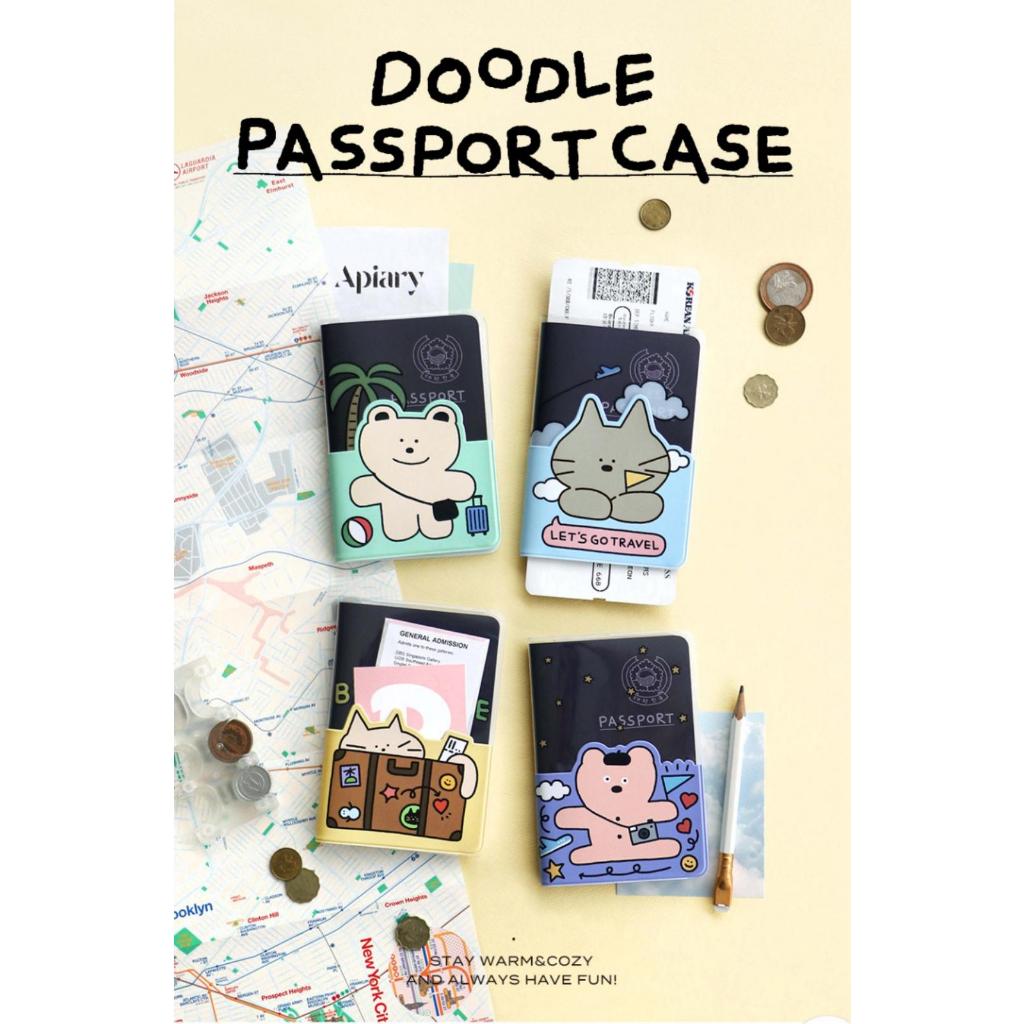 [ICONIC] Doodle Passport Case Passport Holder Passport Cover เครื่องเขียนเกาหลีน่ารัก Made in Korea