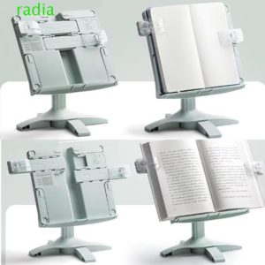 RADIANTZAP Lifting Landing Book Stand,พร้อมคลิปปรับมุมชั้นวางหนังสืออ่านหนังสือ,แบบพกพาขยายแผ่นกันลื่นพลาสติกผู้ถือหนังสือPad