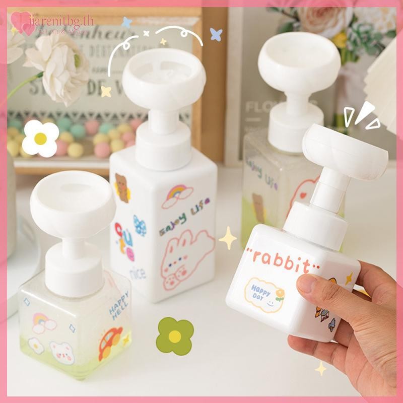 RENBG 250/450ml ดอกไม้รูปร่างปั๊มโฟมขวดพลาสติก SquareEmpty Liquid มือสบู่แชมพูคอนเทนเนอร์การ์ตูน Jar สําหรับ Home TH