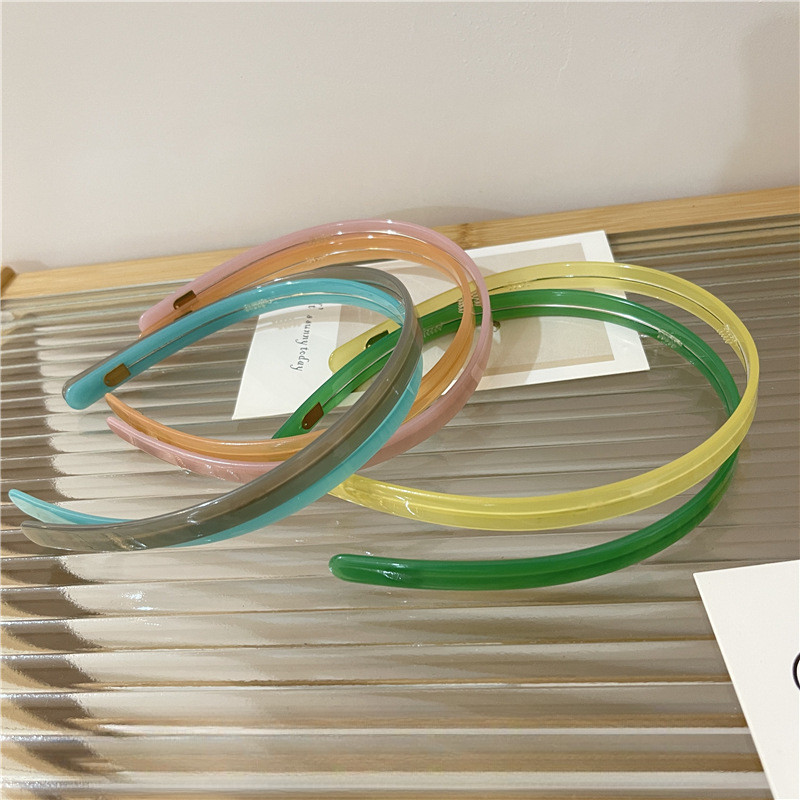 โคโวอิ/เกาหลีฤดูร้อนเย็นเนื้อสีอะซิเตทฟันแถบคาดศีรษะกันลื่นสไตล์มินิมอลพื้นฐานล้างหน้าแถบคาดศีรษะแรงดัน