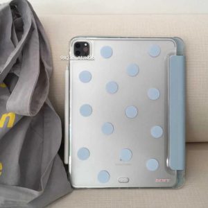 สไตล์เกาหลี อิน สไตล์เรียบง่ายสดสร้างสรรค์สีฟ้าลายจุดเหมาะสําหรับ ไอแพด7/6/5/4/มินิ7/6 แท็บเล็ตพีซีป้องกันกรณี เคลือบ อ่อนนุ่ม กรณีก