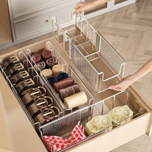 กล่องยือหดได้ เก็บเข็มขัด เดสก์ท็อปโปร่งใสขนาดใหญ่ลิ้นชักอะคริลิคดึงมูลค่าสูงรูปตัว U Mult 2127-2