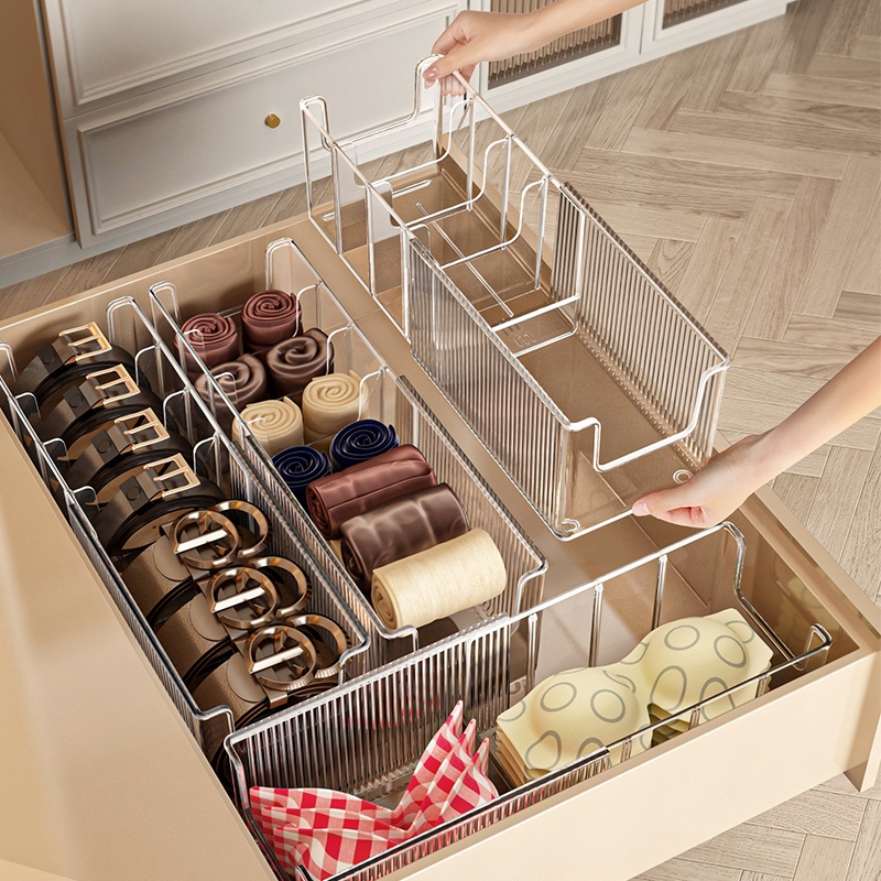 กล่องยือหดได้ เก็บเข็มขัด เดสก์ท็อปโปร่งใสขนาดใหญ่ลิ้นชักอะคริลิคดึงมูลค่าสูงรูปตัว U Mult 2127-2