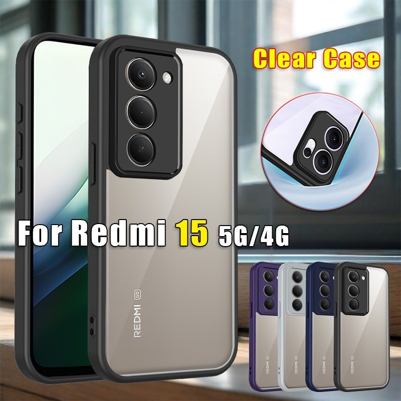 Anti-Scratch Clear MatteปลอกสําหรับRedmi 15 Redmi15 5G 4G 2025 Frostedเคสโทรศัพท์กันกระแทกป้องกันกล้องพลาสติกแข็งปกหลัง