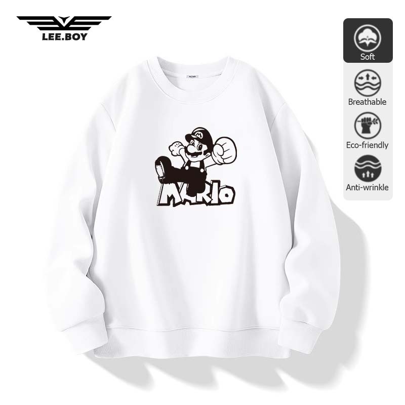 Sweatshirts ผ้าคอตตอนเนื้อนุ่ม ผู้ชายยาว อนิเมะ Super Mario ซูเปอร์มาริโอ เสื้อหนาว คอกลม เย็น (ส่งเร็ว จัดส่งจากไทย)
