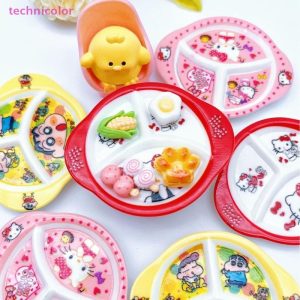 [technicolor] 3PCS เด็กผู้หญิงเด็กของขวัญ Kawaii Sanrio Hello Kitty My Melody ช่องแผ่นน่ารักการ์ตูนบนโต๊ะอาหารเรซิ่น DIY อุปกรณ์เสริมสต็อกใหม่