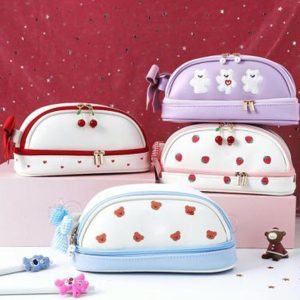 กระเป๋าเก็บเครื่องเขียน ขนาดใหญ่: กระเป๋าใส่ปากกาแฟชั่นกระเป๋าเก็บเครื่องสําอางสําหรับเด็กผู้หญิง