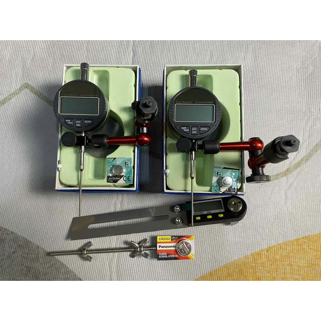 เซ็ตใหญ่ครบชุด  ไม้วัดมุมองศาดิจิตอล+ไดอัลเกจ2ชุดพร้อมขา+บูชต่อขาไดอัลเกจ+ถ่าน ครบชุดพร้อมใช้งาน พร้อมส่งในไทย