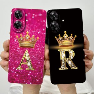 สําหรับRealmeหมายเหตุ60 60Xแฟชั่นตัวอักษรเริ่มต้นคู่เคสโทรศัพท์Realme Note60 Note60Xซิลิโคนอ่อนนุ่มTPUเลนส์ป้องกันกรณี