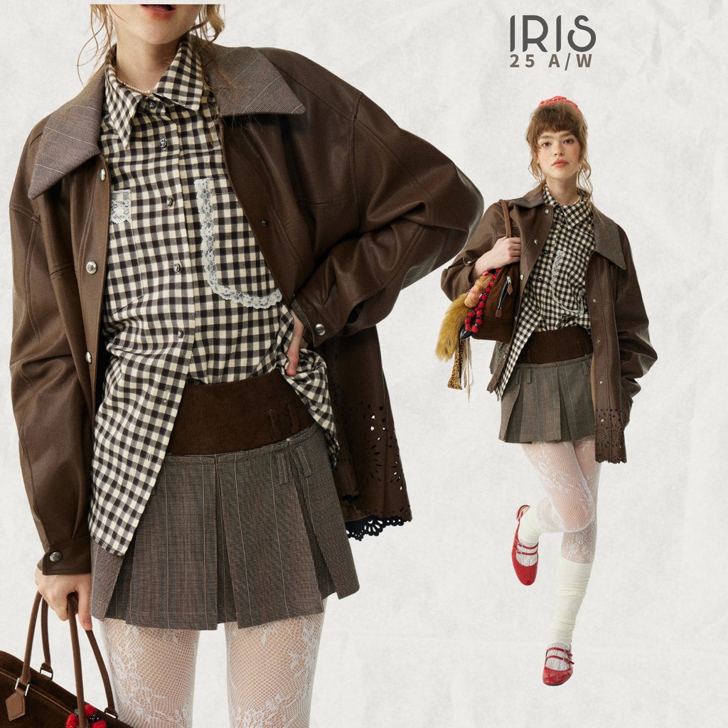 「สินค้าลิขสิทธิ์แท้」IRIS BOUTIQUE 25AW IJ71936 Anwa jacket-skirt เสื้อแจ็คเก็ต กระโปรง ผ้านิ่ม ใส่สบาย ใส่ไปเที่ยว