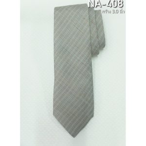 เนคไทผ้าไหมสีพื้น ลายริ้ว ขนาดกว้าง 3.0นิ้ว สีเทา รหัส NA-ST-NA-408