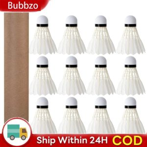 BUBBZO ชุดแบดมินตัน 3/6/12 ชิ้น, ลูกบอลสีขาวสำหรับมืออาชีพ, อุปกรณ์ฝึกฝนกีฬาภายในบ้าน